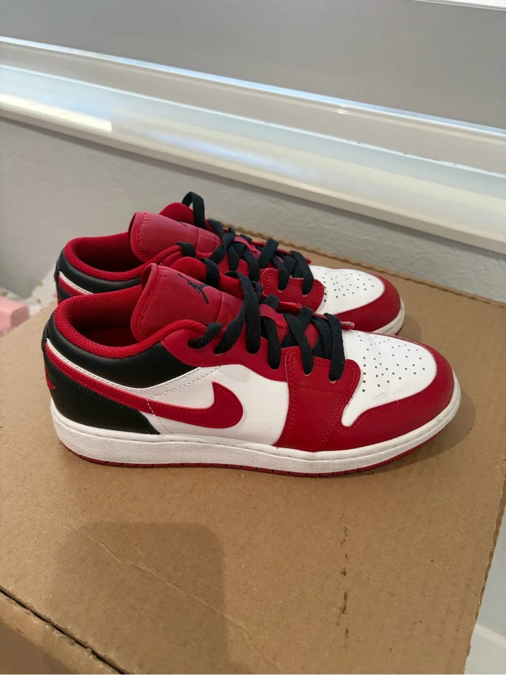 Nike Air Jordan 1 Low GS BLACK, WHITE and RED Low-Top Sneakers